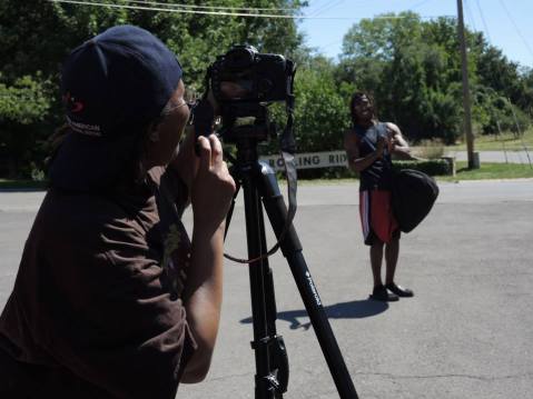 Filming Maurice on set of "Do Unto Others."