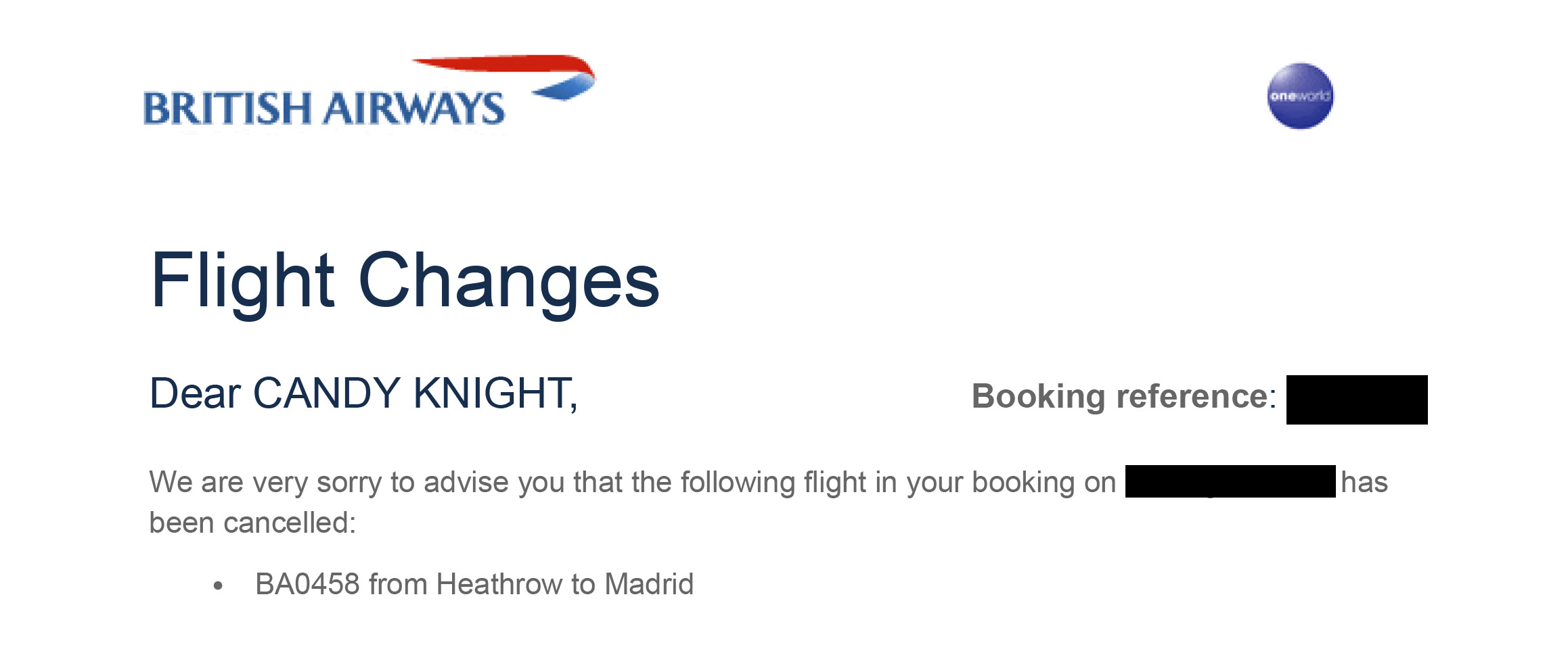 Cancellation - BA0458 LHR to MAD on 31 Aug 2019 _ PF8REK - ccknight28@gmail.com - Gmail