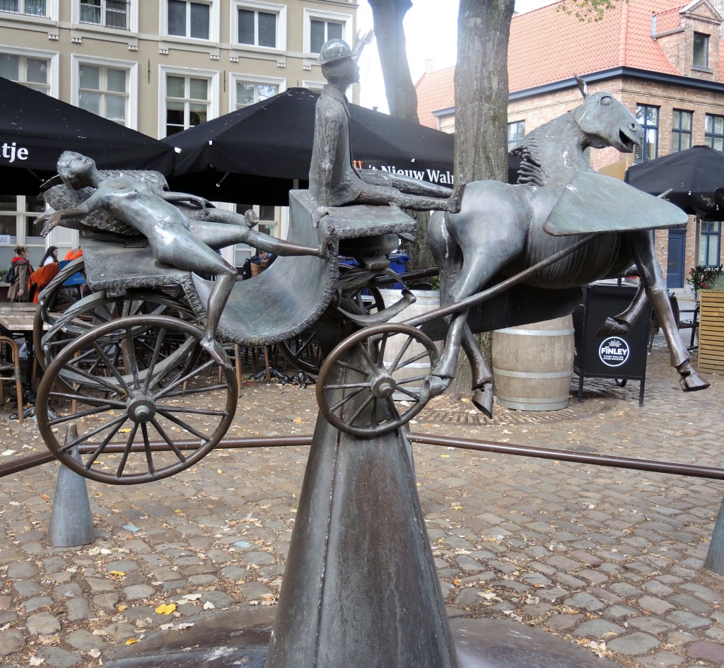 Zeus, Prometheus, and Pegasus sculpture by Belgian artist Jef Claerhout 