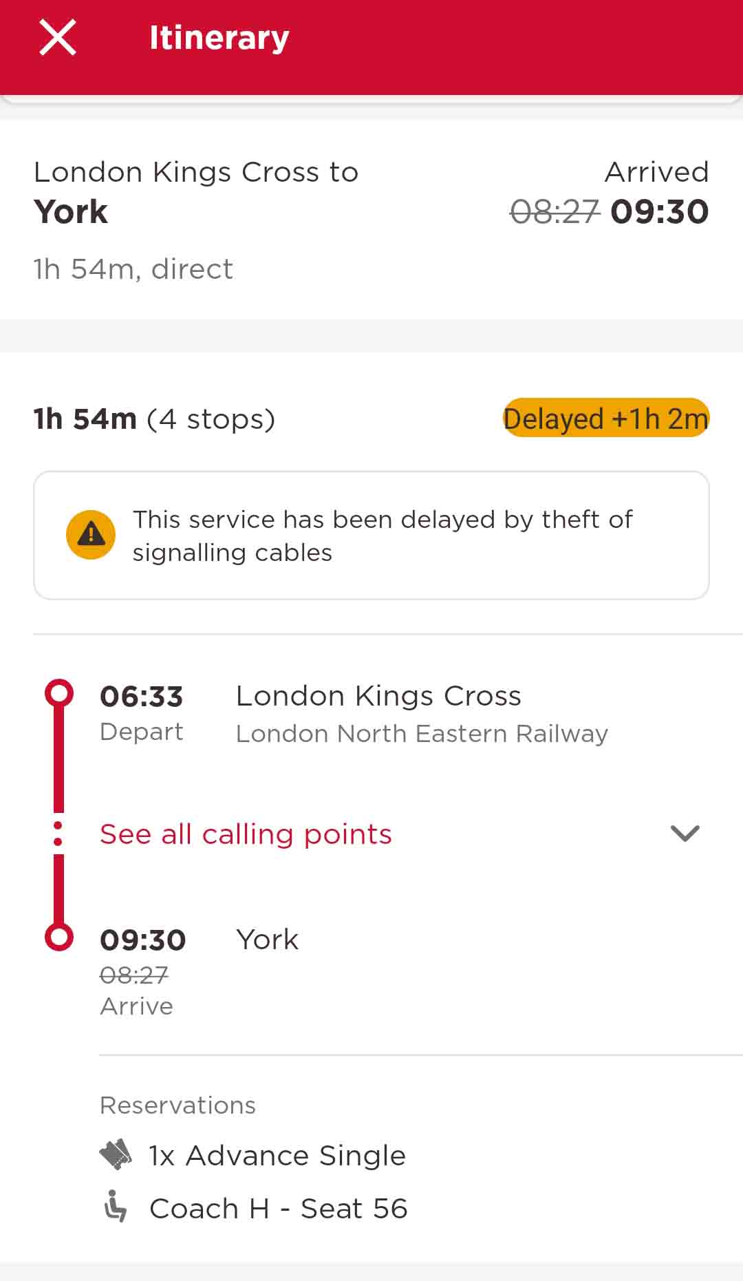 LNER Kings Cross to York