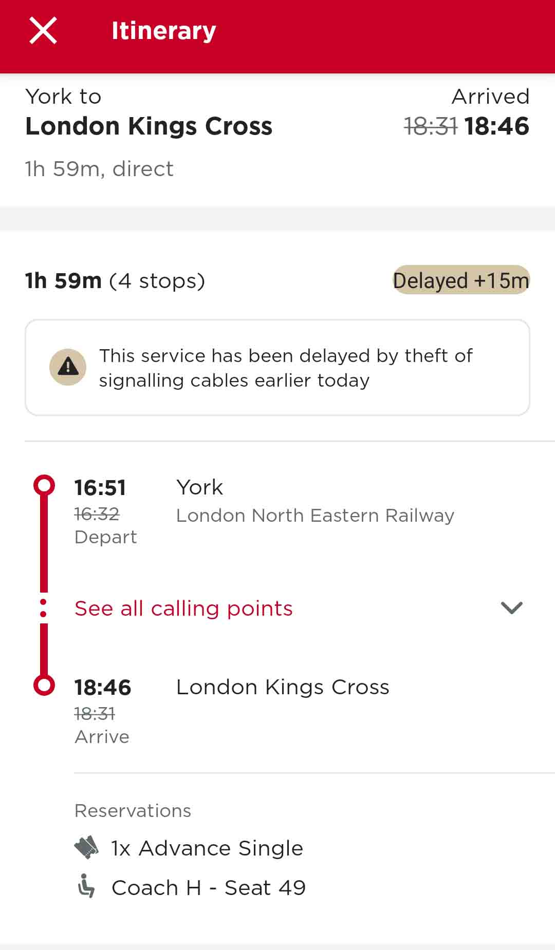 LNER York to Kings Cross